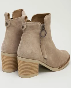 PORRONET Botines Mujer|Botines De Tacón Arena Cremallera Nery