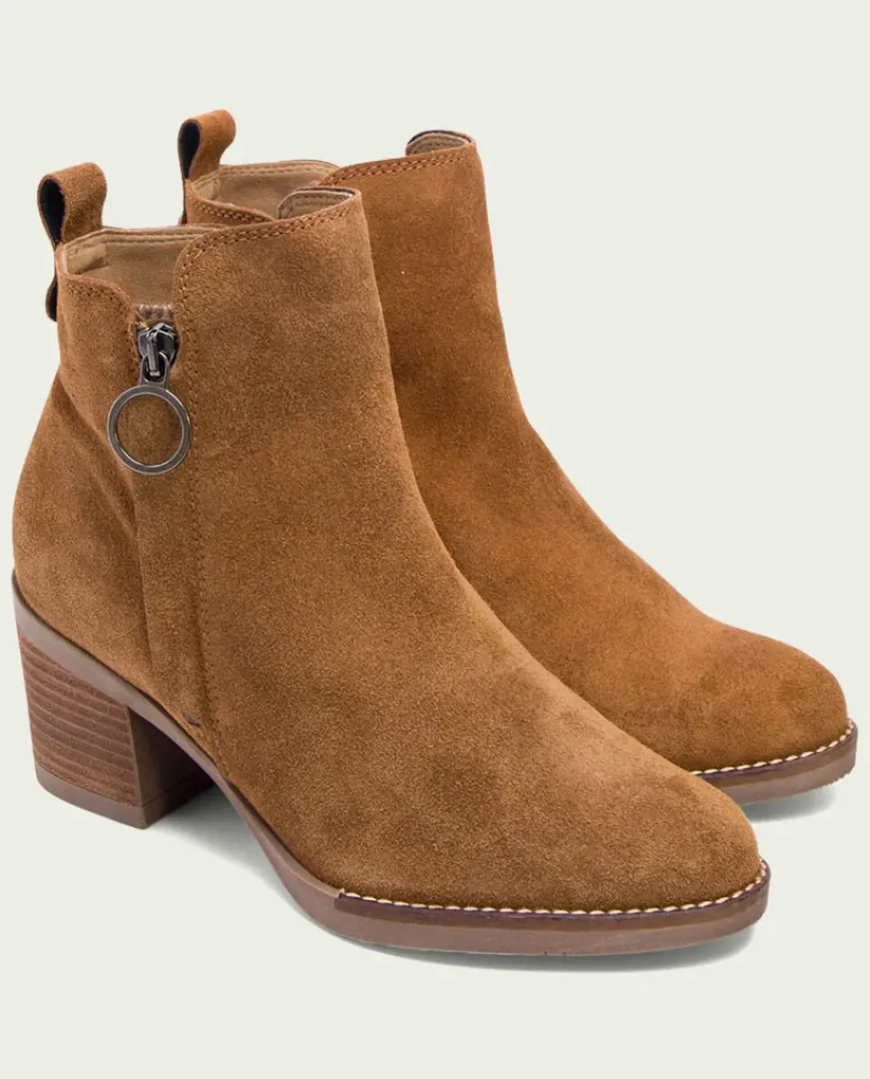 PORRONET Botines Mujer|Botines De Tacón Cuero Con Cremallera Nery