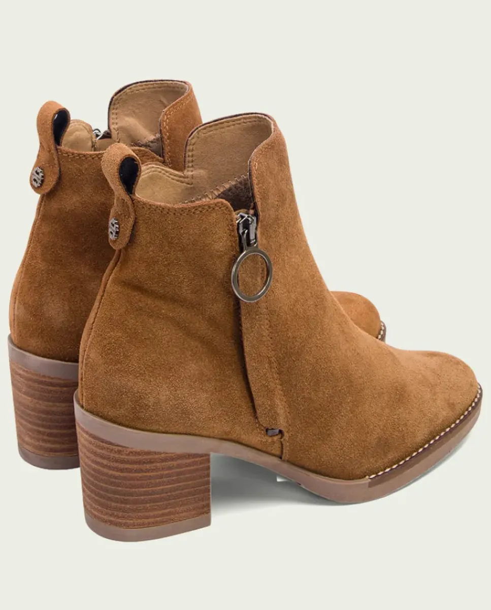 PORRONET Botines Mujer|Botines De Tacón Cuero Con Cremallera Nery