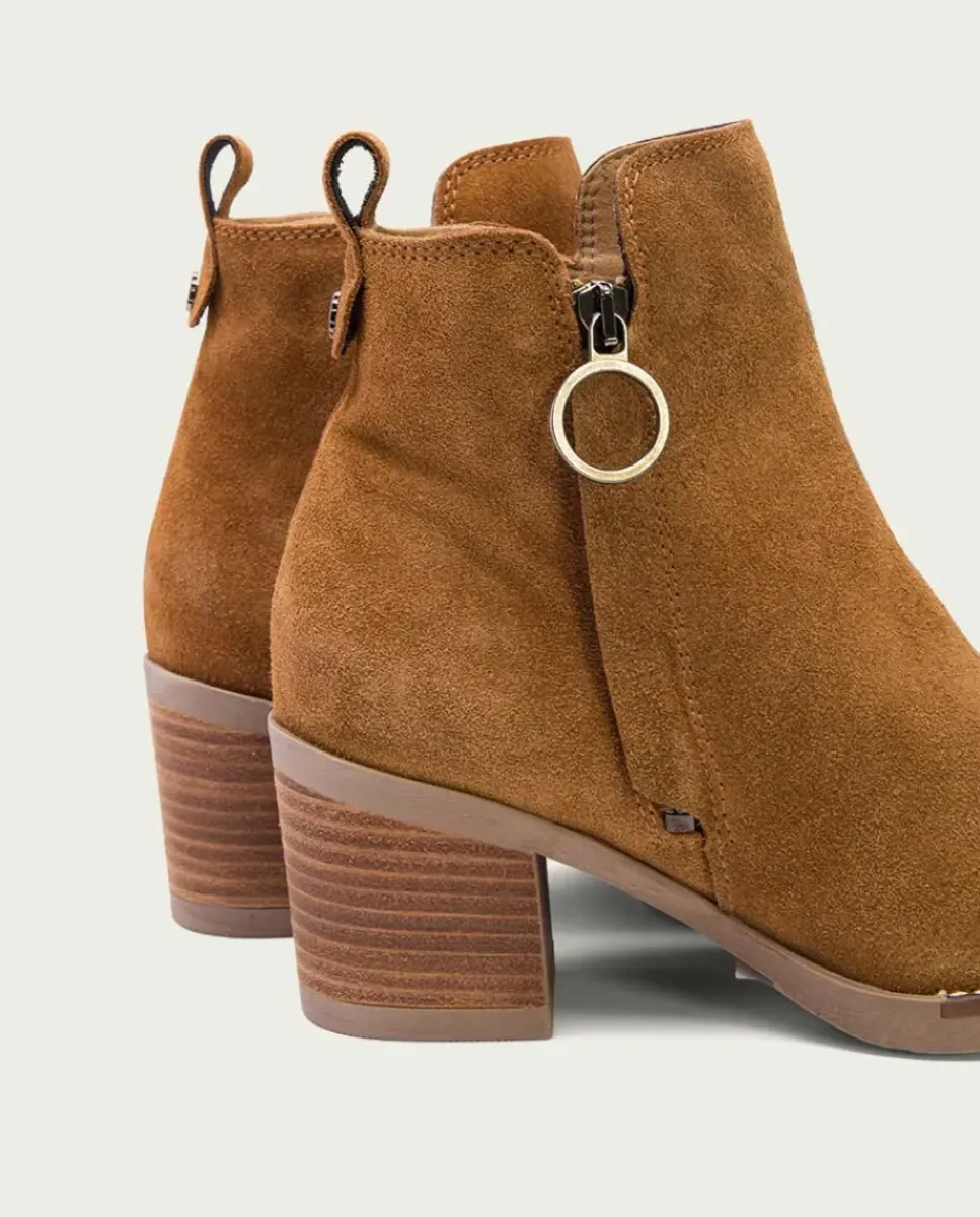 PORRONET Botines Mujer|Botines De Tacón Cuero Con Cremallera Nery