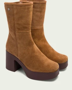 PORRONET Botines Mujer|Botines De Tacón Cuero Con Cremallera Lisa