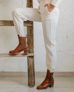 PORRONET Botines Mujer|Botines De Tacón Cuero Con Elasticos Nekane