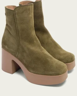 PORRONET Botines Mujer|Botines De Tacón Kaki Con Cremallera Leta