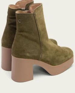 PORRONET Botines Mujer|Botines De Tacón Kaki Con Cremallera Leta