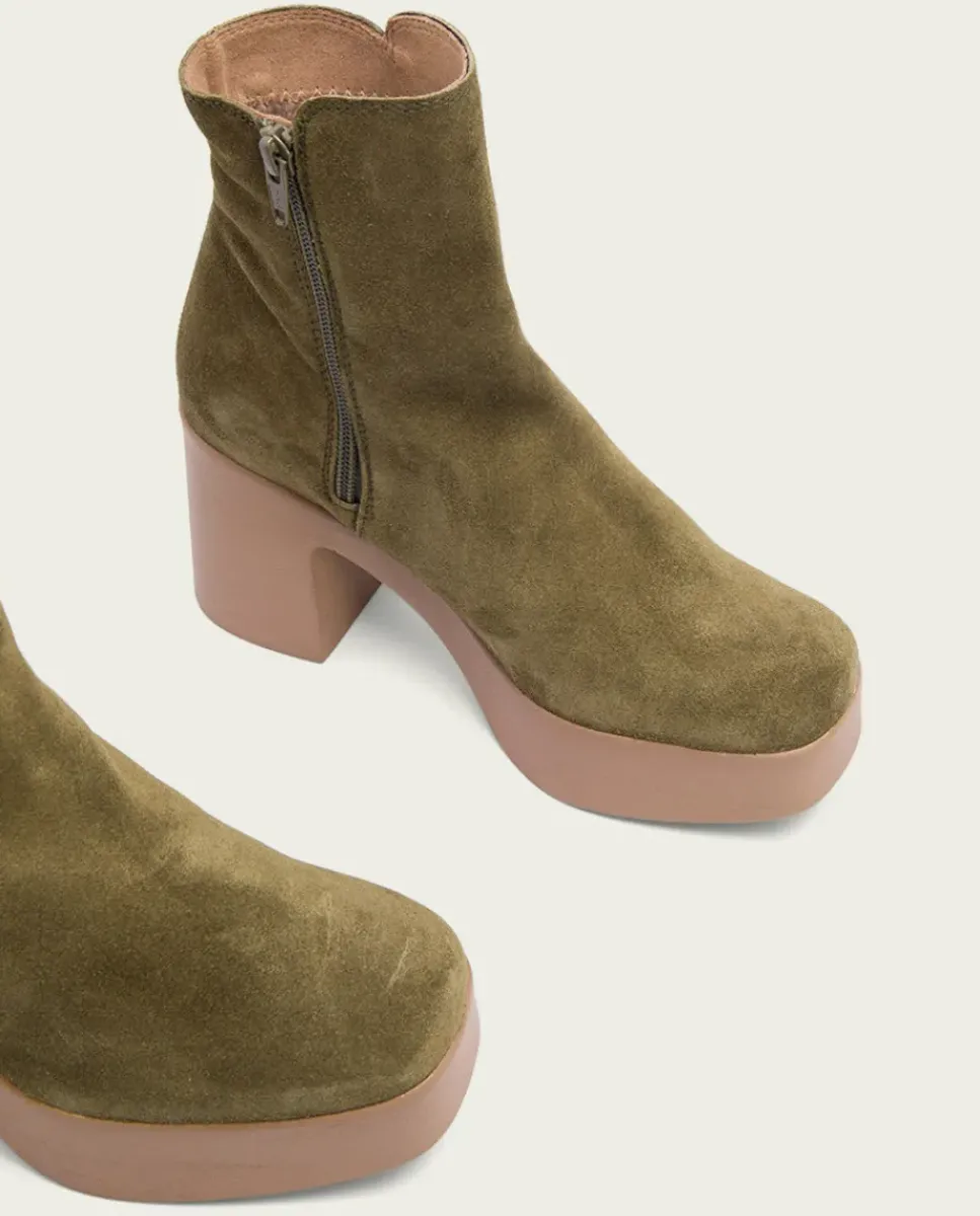 PORRONET Botines Mujer|Botines De Tacón Kaki Con Cremallera Leta