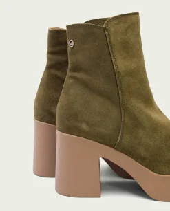 PORRONET Botines Mujer|Botines De Tacón Kaki Con Cremallera Leta