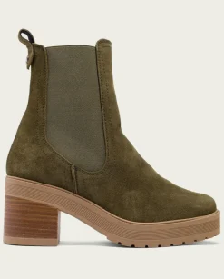 PORRONET Botines Tacón|Botines De Tacón Kaki Con Elasticos Rea
