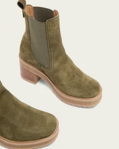 PORRONET Botines Tacón|Botines De Tacón Kaki Con Elasticos Rea
