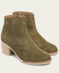 PORRONET Botines Mujer|Botines De Tacón Kaki Con Cremallera Nala
