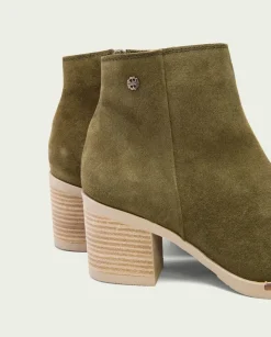 PORRONET Botines Mujer|Botines De Tacón Kaki Con Cremallera Nala