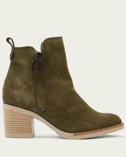 PORRONET Botines Mujer|Botines De Tacón Kaki Con Cremallera Nery