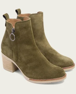 PORRONET Botines Mujer|Botines De Tacón Kaki Con Cremallera Nery