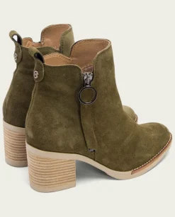 PORRONET Botines Mujer|Botines De Tacón Kaki Con Cremallera Nery