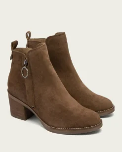PORRONET Botines Mujer|Botines De Tacón Moka Con Cremallera Nery