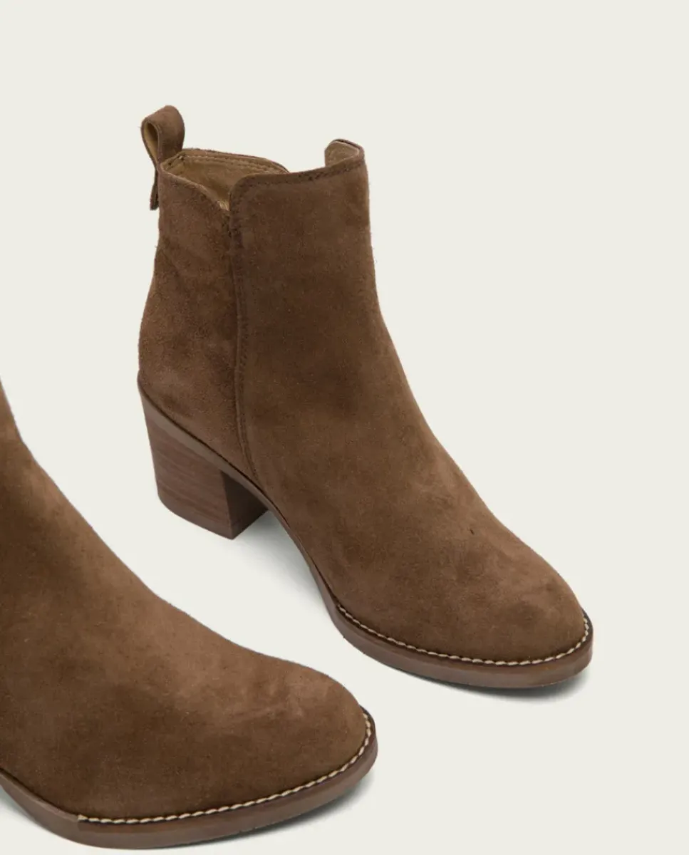 PORRONET Botines Mujer|Botines De Tacón Moka Con Cremallera Nery