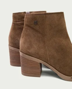 PORRONET Botines Mujer|Botines De Tacón Moka Con Cremallera Nala