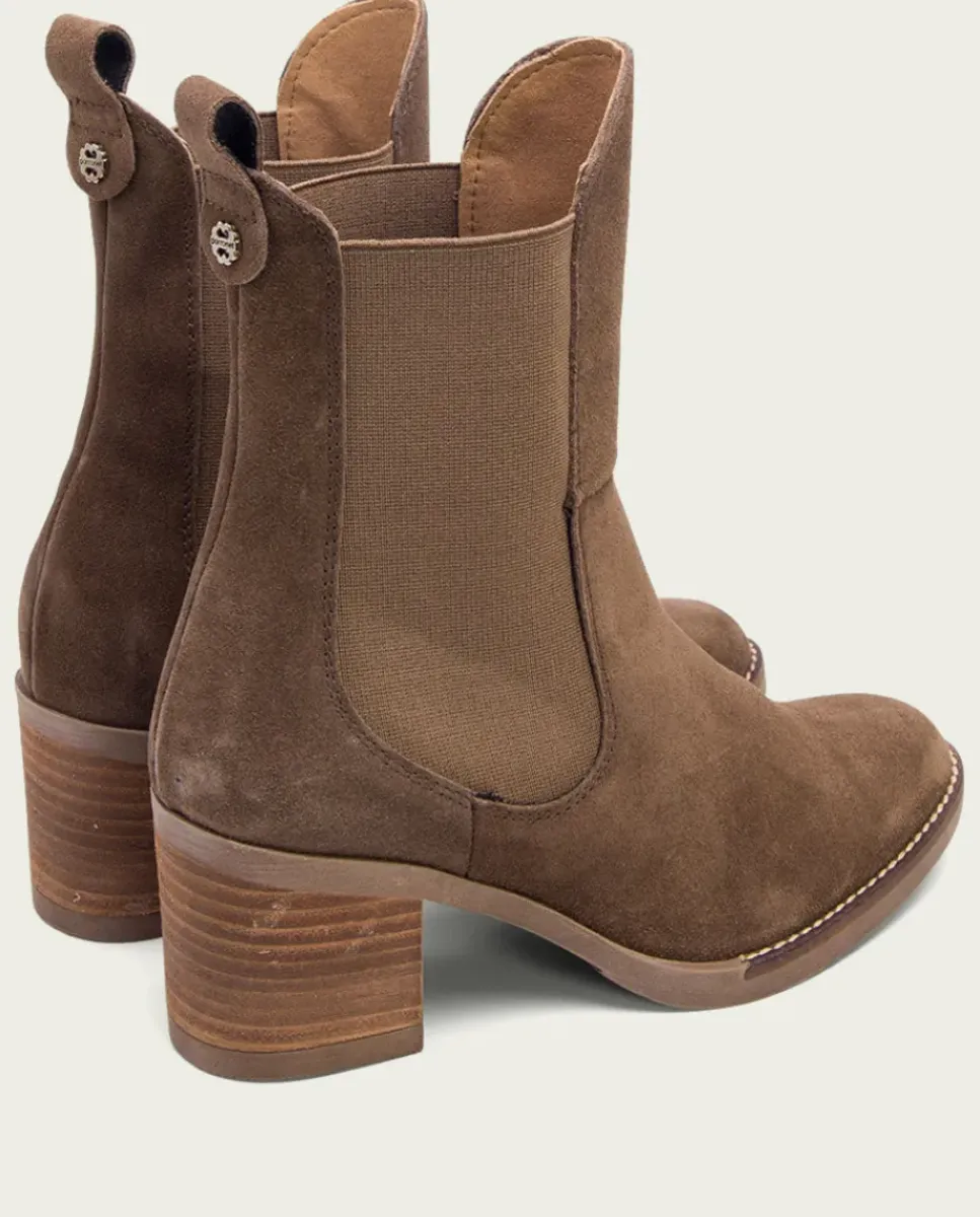 PORRONET Botines Tacón|Botines De Tacón Moka Con Elasticos Ninet