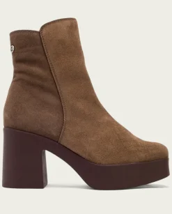 PORRONET Botines Mujer|Botines De Tacón Moka Con Cremallera Leta