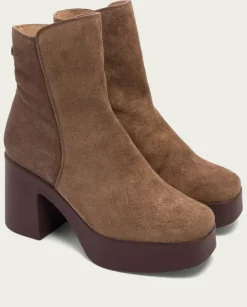 PORRONET Botines Mujer|Botines De Tacón Moka Con Cremallera Leta