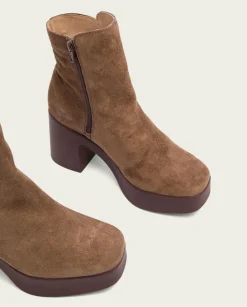 PORRONET Botines Mujer|Botines De Tacón Moka Con Cremallera Leta