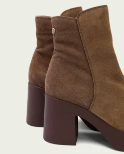 PORRONET Botines Mujer|Botines De Tacón Moka Con Cremallera Leta