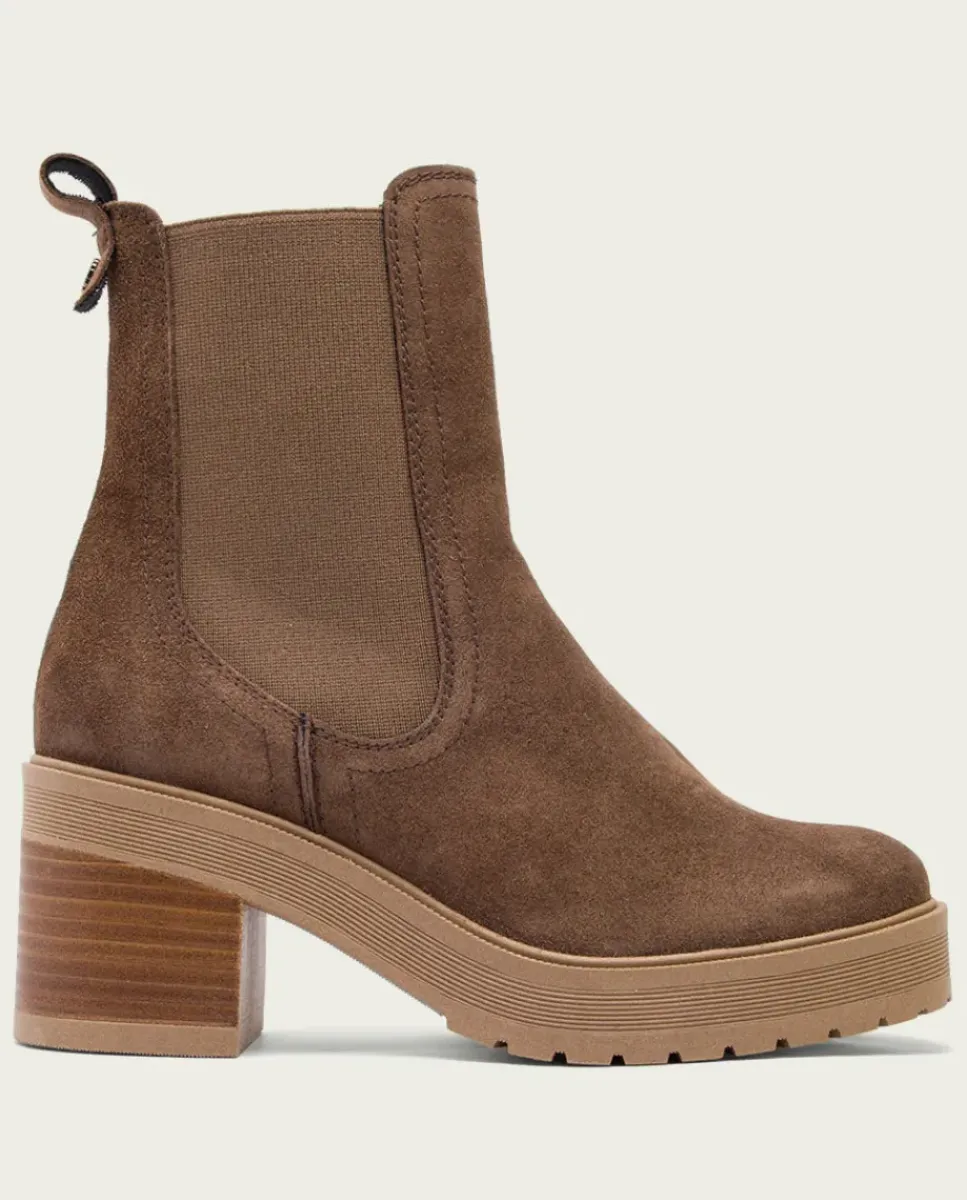 PORRONET Botines Mujer|Botines De Tacón Moka Con Elasticos Rea