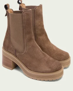 PORRONET Botines Mujer|Botines De Tacón Moka Con Elasticos Rea