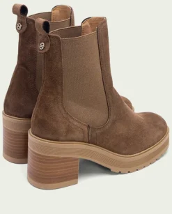 PORRONET Botines Mujer|Botines De Tacón Moka Con Elasticos Rea