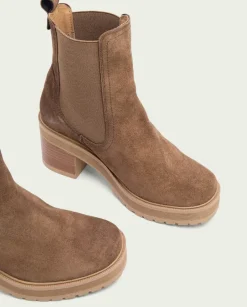 PORRONET Botines Mujer|Botines De Tacón Moka Con Elasticos Rea