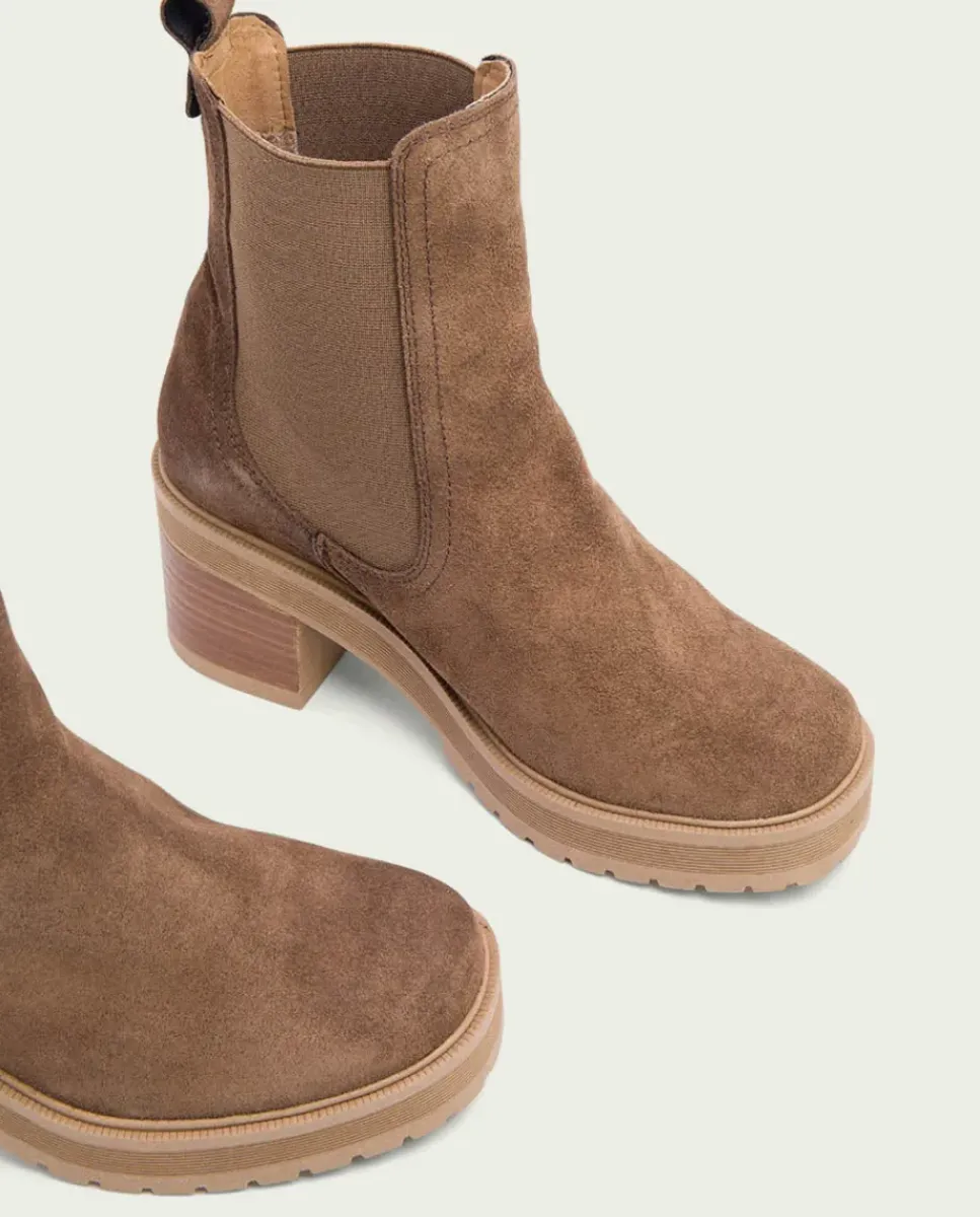 PORRONET Botines Mujer|Botines De Tacón Moka Con Elasticos Rea