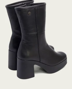 PORRONET Botines Mujer|Botines De Tacón Negro Con Cremallera Lana