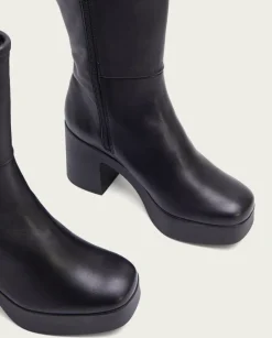 PORRONET Botines Mujer|Botines De Tacón Negro Con Cremallera Lana