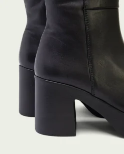 PORRONET Botines Mujer|Botines De Tacón Negro Con Cremallera Lana