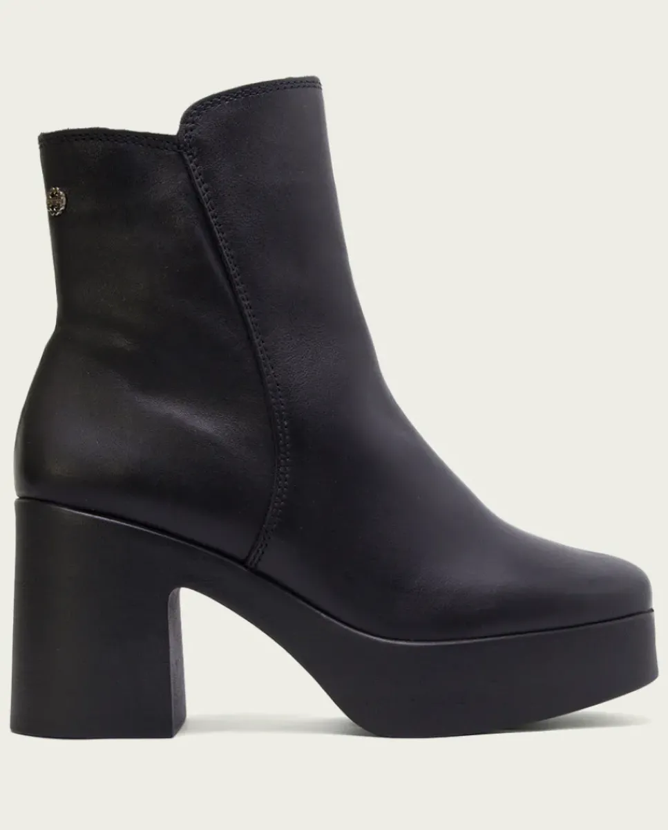 PORRONET Botines Mujer|Botines De Tacón Negro Con Cremallera Lia