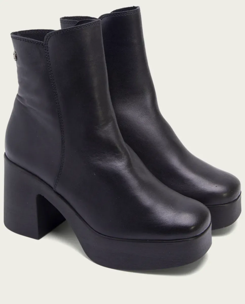 PORRONET Botines Mujer|Botines De Tacón Negro Con Cremallera Lia