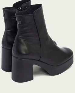 PORRONET Botines Mujer|Botines De Tacón Negro Con Cremallera Lia