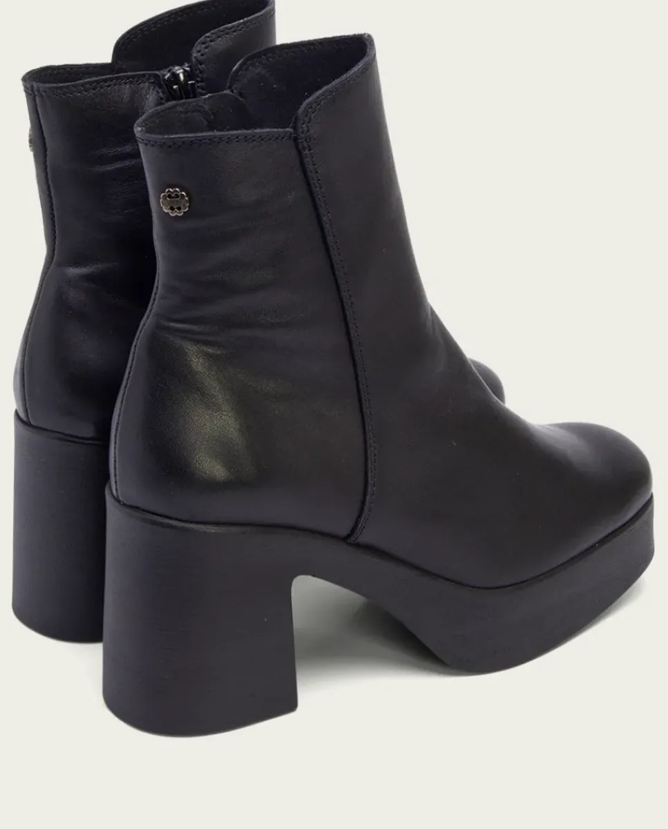 PORRONET Botines Mujer|Botines De Tacón Negro Con Cremallera Lia