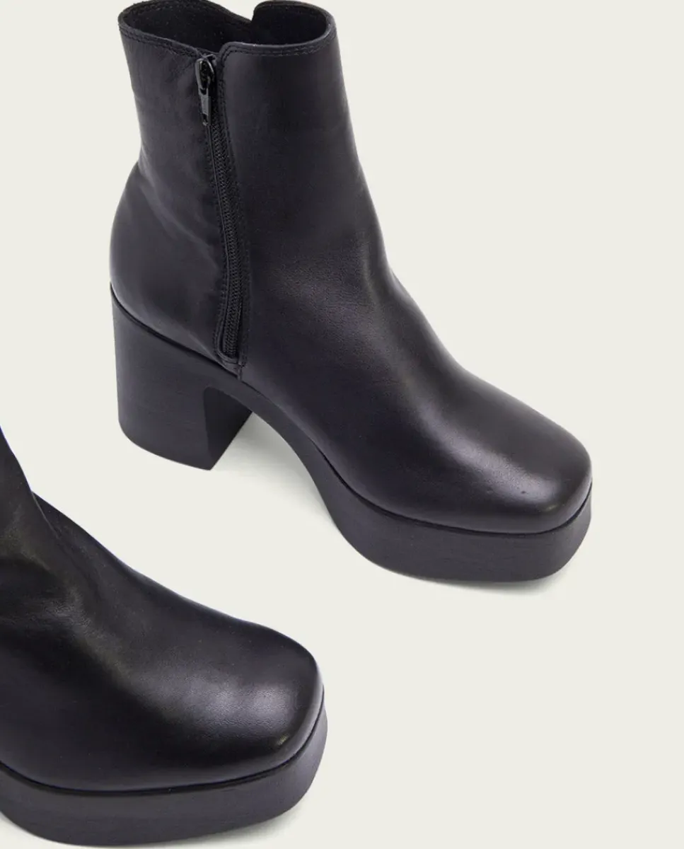 PORRONET Botines Mujer|Botines De Tacón Negro Con Cremallera Lia