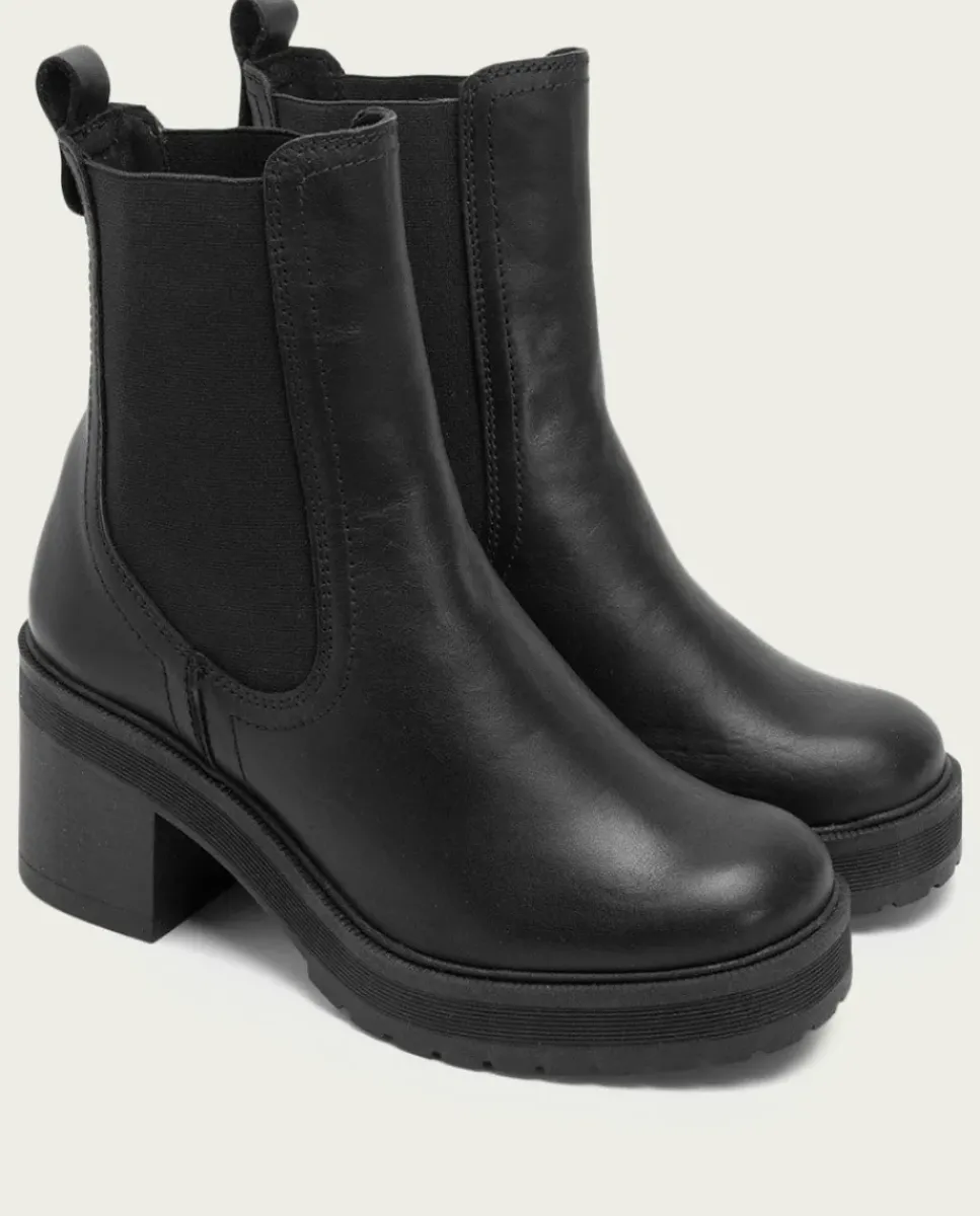 PORRONET Botines Mujer|Botines De Tacón Negros Con Elasticos Raia
