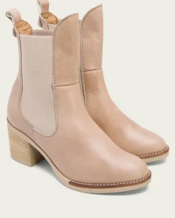PORRONET Botines Mujer|Botines De Tacón Taupe Con Elasticos Nekane