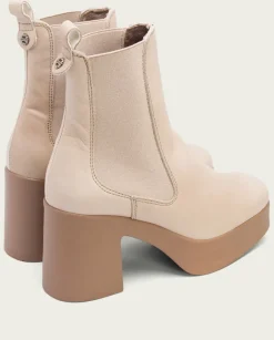 PORRONET Botines Mujer|Botines De Tacón Taupe Con Elasticos Laura