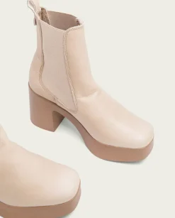 PORRONET Botines Mujer|Botines De Tacón Taupe Con Elasticos Laura