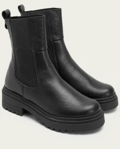 PORRONET Botines Mujer|Botines Piel Negros Con Elasticos Shelby