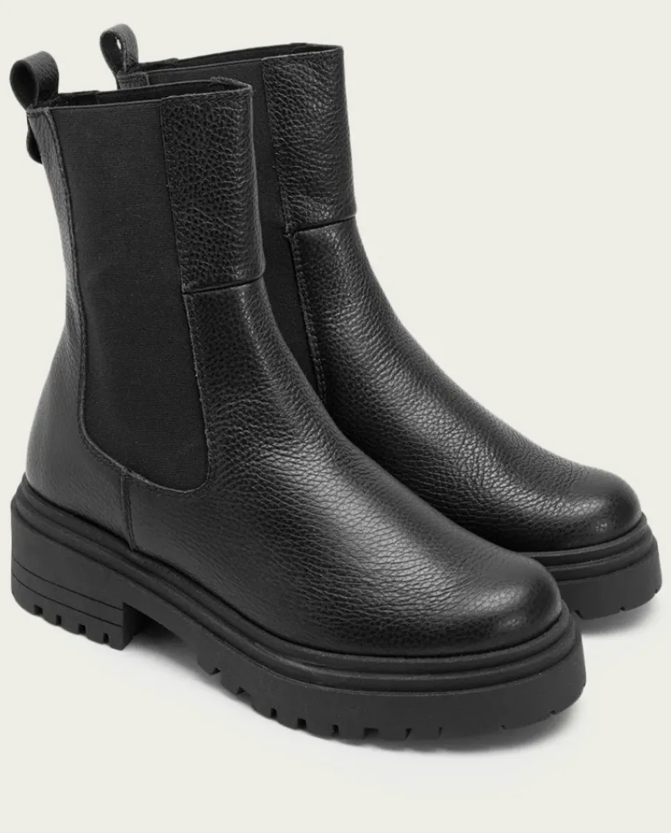 PORRONET Botines Mujer|Botines Piel Negros Con Elasticos Shelby