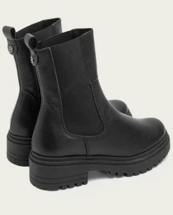 PORRONET Botines Mujer|Botines Piel Negros Con Elasticos Shelby