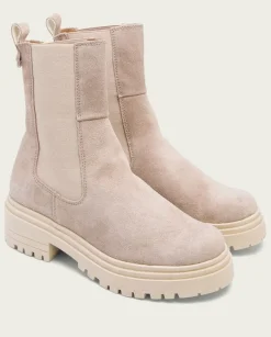 PORRONET Botines Mujer|Botines Planos Arena Con Elasticos Sibila