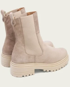 PORRONET Botines Mujer|Botines Planos Arena Con Elasticos Sibila