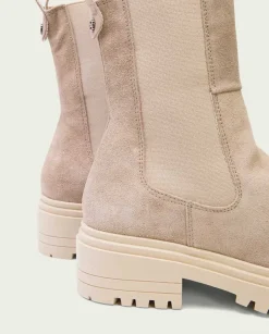 PORRONET Botines Mujer|Botines Planos Arena Con Elasticos Sibila