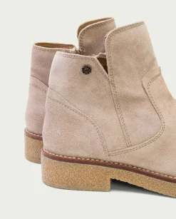 PORRONET Botines Mujer|Botines Planos Arena Con Cremallera Valerie