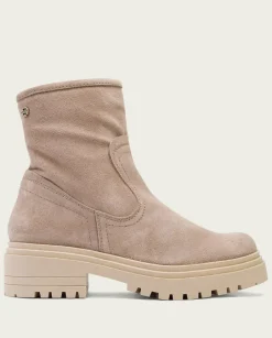 PORRONET Botines Mujer|Botines Planos Arena Con Cremallera Sharon